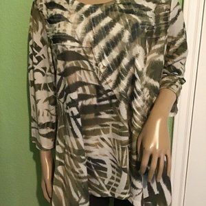 Chicos 2 top 3/4 sleeve brown Camouflage